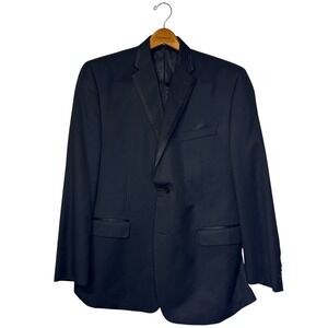 Sean John Mens Tuxedo Suit Blazer Jacket Coat‎ Flat Front Pants Black 46R